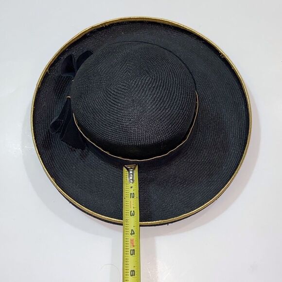 VTG, Joe Bill Miller Made In USA  Straw Elegant Black And Gold Structured Brim